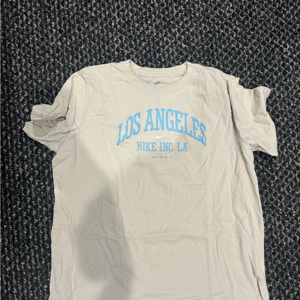 Nike Beige Tee with Blue Print